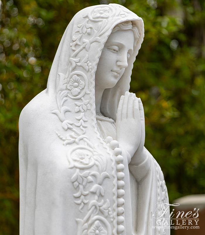 Marble Statues  - White Marble Fatima Statue - MS-908